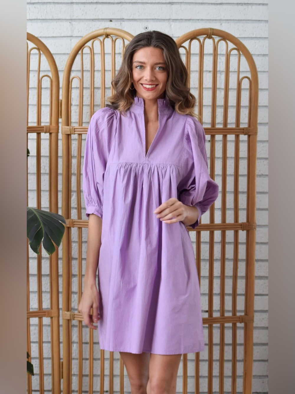 Never A Wallflower Poplin High Neck Dress in Lavender